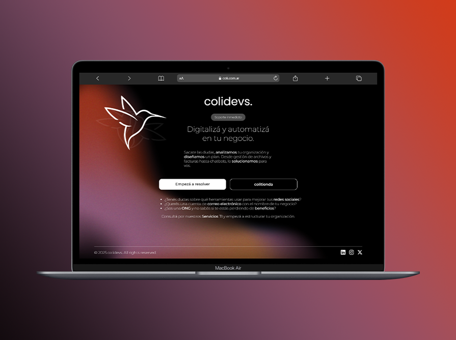 Captura de la landing page de Colidevs